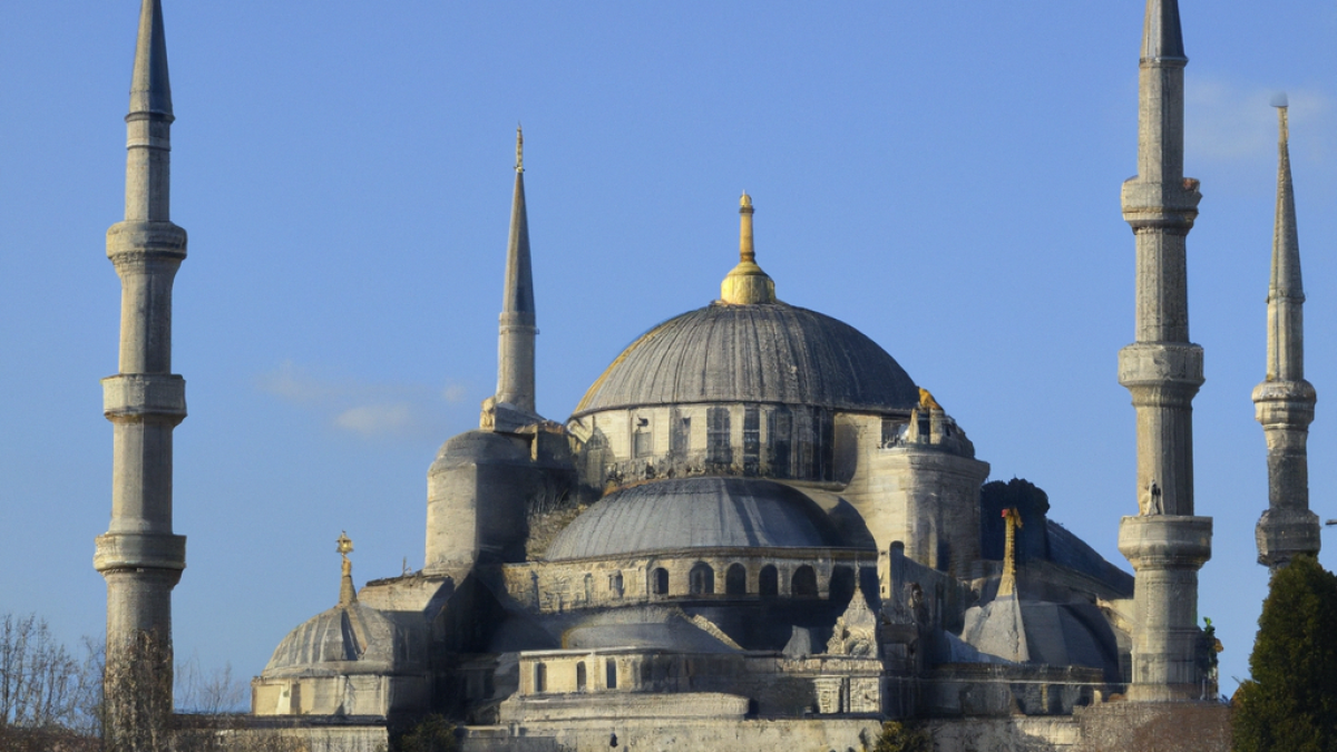 Dall e 2023 03 08 17 44 12 la mosquee bleue d istanbul selon les saisons